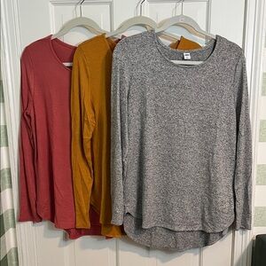 NWT Lot of Old Navy Women's Long Sleeve Tunic Style Tops - Pink, Mustard, Gray